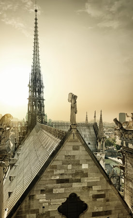Notre Dame aerial viewの写真素材