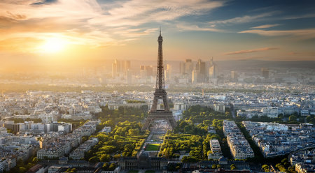 Aerial view on Eiffel Towerの写真素材