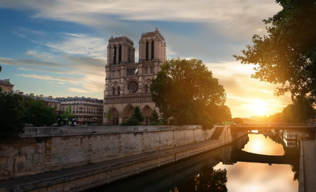 Dawn over Notre Dameの写真素材