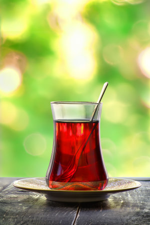 Glass of turkish teaの写真素材