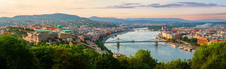 Sunset in summer Budapestの写真素材