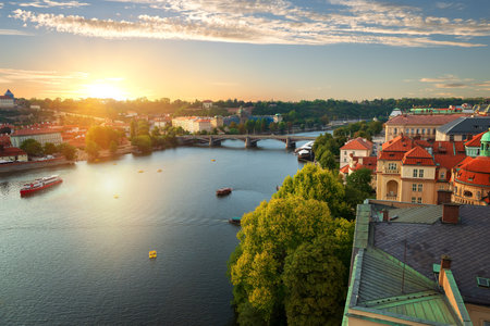 Prague and River Vltavaの写真素材