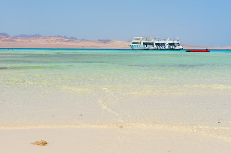 White boat in seaの写真素材