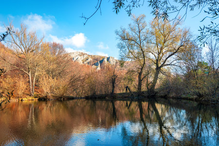 Beautiful calm lakeの写真素材