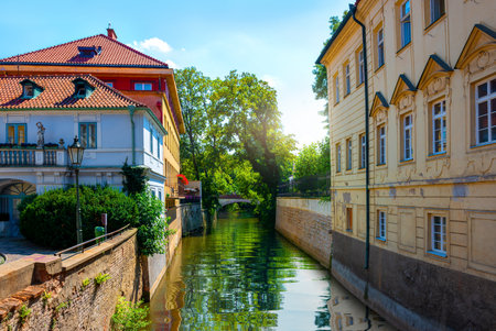 View on channal in Pragueの写真素材