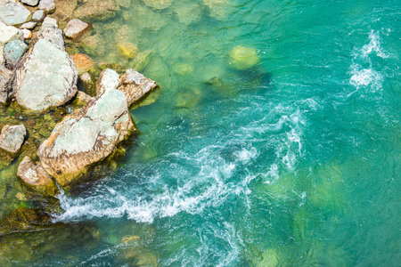 Top view of the riverの写真素材