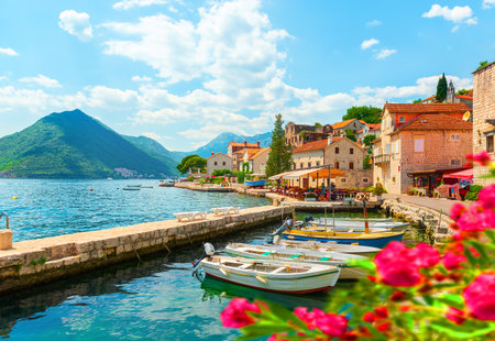 City Perast in Bayの写真素材