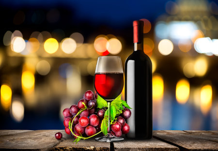 Bottle of red wineの写真素材