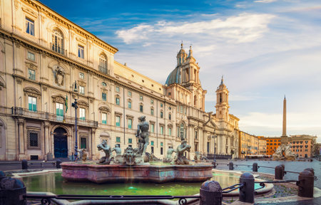 Piazza Navona in the morningの写真素材