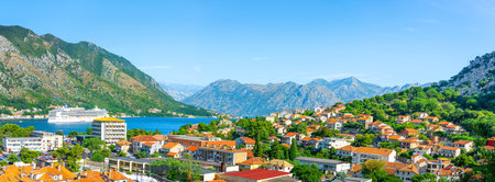 Kotor Bay. Top view at bay Kotor, Montenegroの写真素材