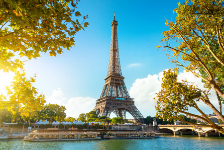 Eiffel Tower in sunrise timeの写真素材