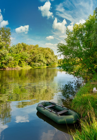 Boat on riverの写真素材