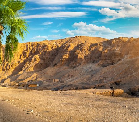 Mountain near the temple of Hatshepsut in Egyptの写真素材