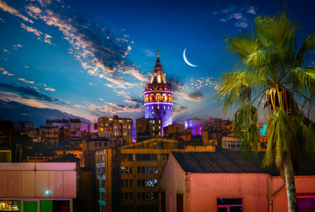 View on tanker in Bosphorus and cityscape of Istanbul, Turkeyの写真素材