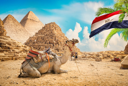 Cairo aerial View and Nile River in Egyptの写真素材