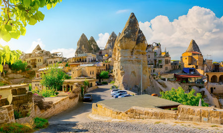 Hot air balloons flying over Cappadocia, Turkeyの写真素材