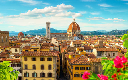 Cathedral of Saint Mary of the Flower in Florence, Italyの写真素材