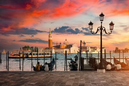 View of San Giorgio Maggiore in Venice in autumnの写真素材