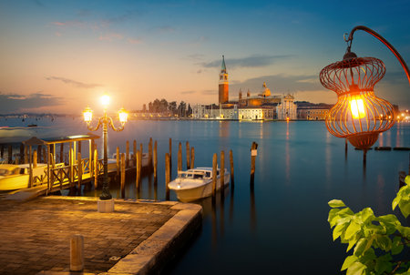 View of San Giorgio Maggiore in Venice in autumnの写真素材