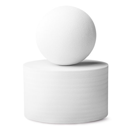 Perfect white cylinder isolated on white backgroundの写真素材