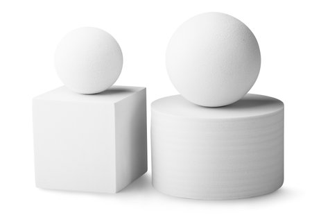 Perfect white cylinder isolated on white backgroundの写真素材
