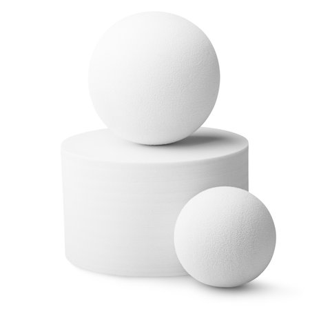 Perfect white cylinder isolated on white backgroundの写真素材