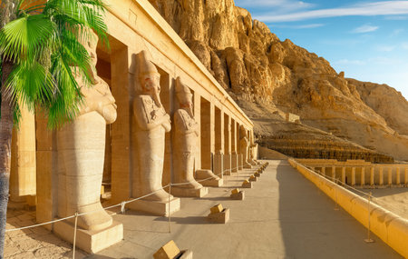 Road in the desert of Egypt at sunsetの写真素材