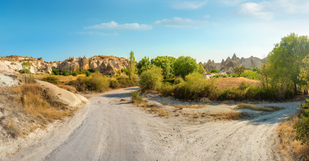 Road in Cappadocia near Love Valley in Turkeyの写真素材