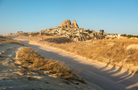 Road in Cappadocia near Love Valley in Turkeyの写真素材