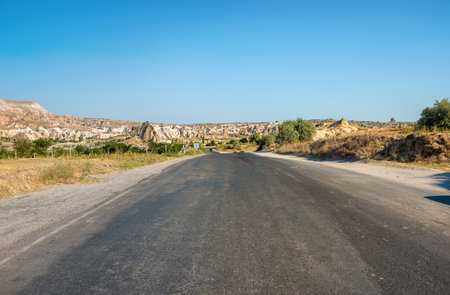 Road in Cappadocia near Love Valley in Turkeyの写真素材