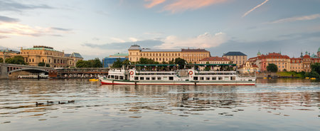 Vltava river and Charles bridge in Pragueの写真素材