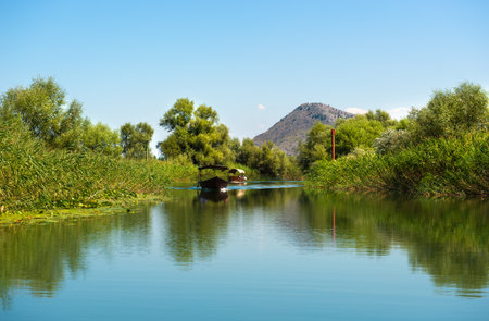 Rijeka Crnojevica. Amazing view of Rijeka Crnojevica. Skadar lake national park, Montenegroの写真素材
