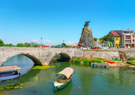 Rijeka Crnojevica. Amazing view of Rijeka Crnojevica. Skadar lake national park, Montenegroの写真素材