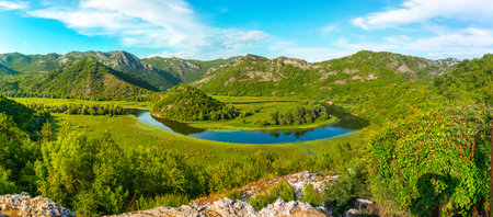 Rijeka Crnojevica. Amazing view of Rijeka Crnojevica. Skadar lake national park, Montenegroの写真素材