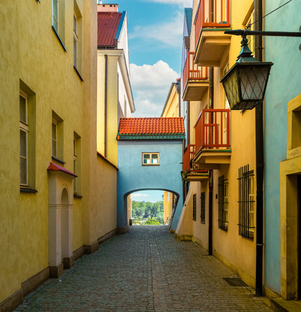 Narrow streets of Old Town, Warsaw, Polandの写真素材