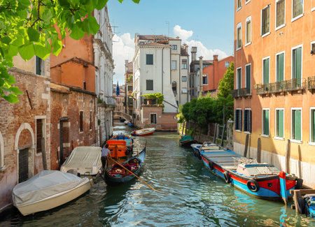 Boats on the canalの写真素材