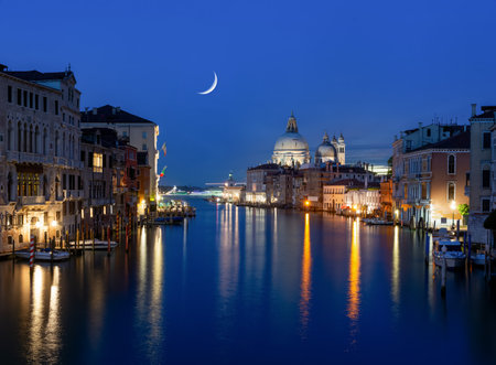 Grand Canal in night timeの写真素材