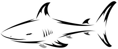 shark symbol isolated on white for design - also as emblem or logoのイラスト素材