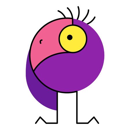 Bright colorful geometric bird. Stylized illustration of a bird on white background. Vector element for posters, postcards and your design. Creative brightのイラスト素材