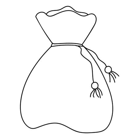 Bagful in Doodle style. Gift bag. Winter elements for greeting cards, posters, stickers and seasonal design. Winter theme. New Year. Christmas. Winter season themed doodle. Money bag.の写真素材