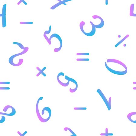 The seamless pattern consists of bright numbers - One, two, three, four, five, six, seven, eight,...