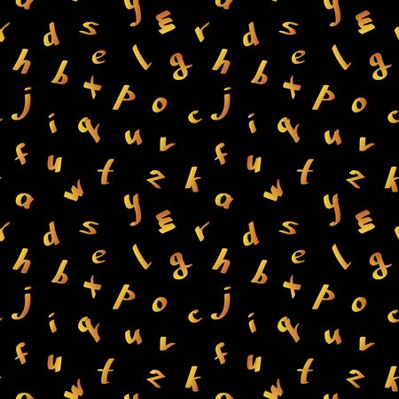 Modern design seamless pattern with english for decoration. Typography design. Modern vector lettering. Handwritten latin alphabet. Color gradient. Gold colorful font. Lower latin alphabet lettersのイラスト素材