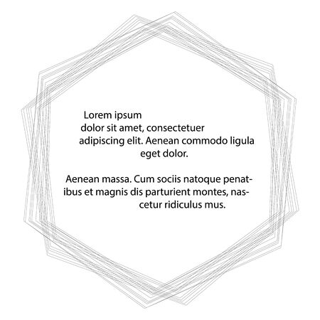 Abstract frame with a lot of grey lines on a white background and space for your text. Propagated hexagon. Minimalistic vector cover design. Background for banners and web design. Space for text.のイラスト素材