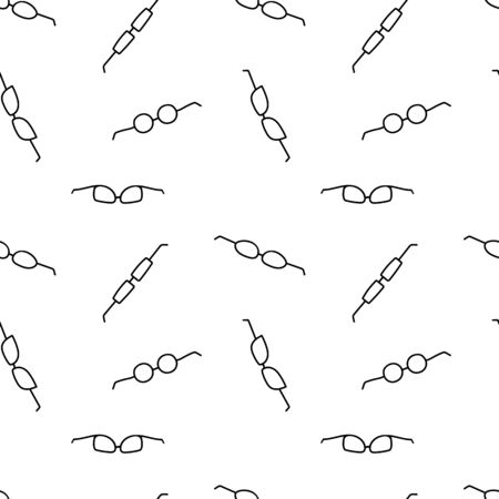 Sunglasses template. Vector glasses accessories seamless pattern. Black and white illustration. Sun protection. Great for themed fabrics, glasses, wallpapers, packagingのイラスト素材