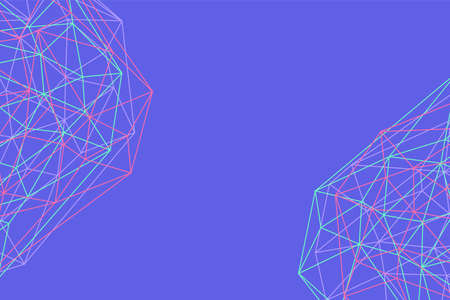 Abstract blue polygonal background with thin lite blue, pink lines.Blue horizontal background with a...