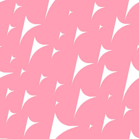 Seamless abstract geometric pattern of white triangles in random order. Simple flat vector. White elongated triangles on a pink background. Stock vector illustration. Cute womens print for clothingのイラスト素材