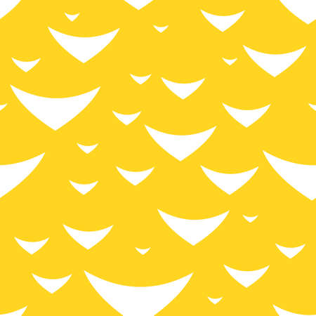 Seamless abstract geometric pattern of white triangles in random order. White triangles on a yellow background. Stock vector illustration. Textile ornament. Wrapping paper. Abstract modern patternのイラスト素材