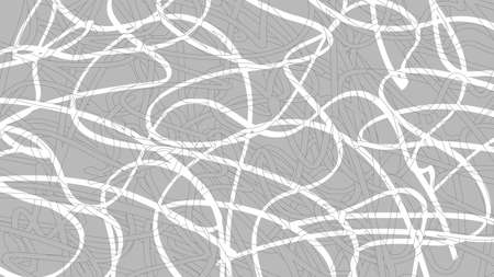 Vector illustration of doodle drawing on the light gray background. Abstract white lines with a transparent line with a black stroke. Vintage backdrop. Hand-drawn texture. Horizontal backgroundのイラスト素材