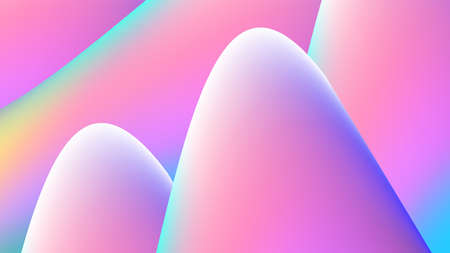 Unusual background with pink mountains and blue shadows. Beautiful color transition from pink to blue. Horizontal illustration. Cute desktop background. Place for your text. Vector stock illustrationのイラスト素材
