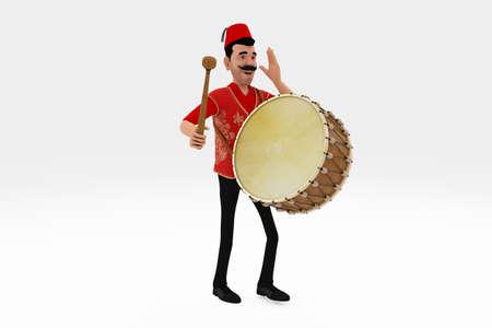 3D Traditional Ramadan Drummer and Drumの写真素材